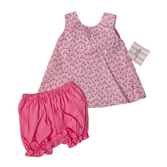 NWT James & Lottie 18M Pink Flamingo Lottie Bloomer Set - Picture 1 of 7